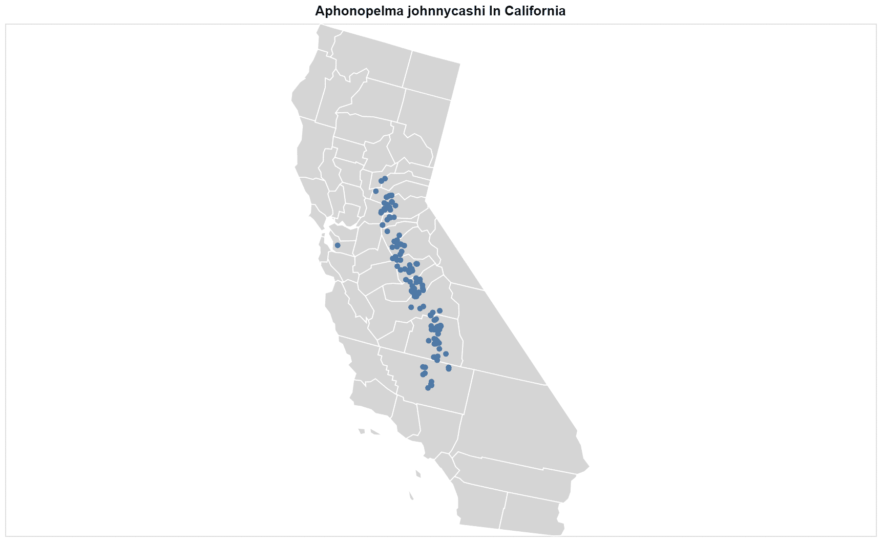 Aphonopelma johnnycashi California map
