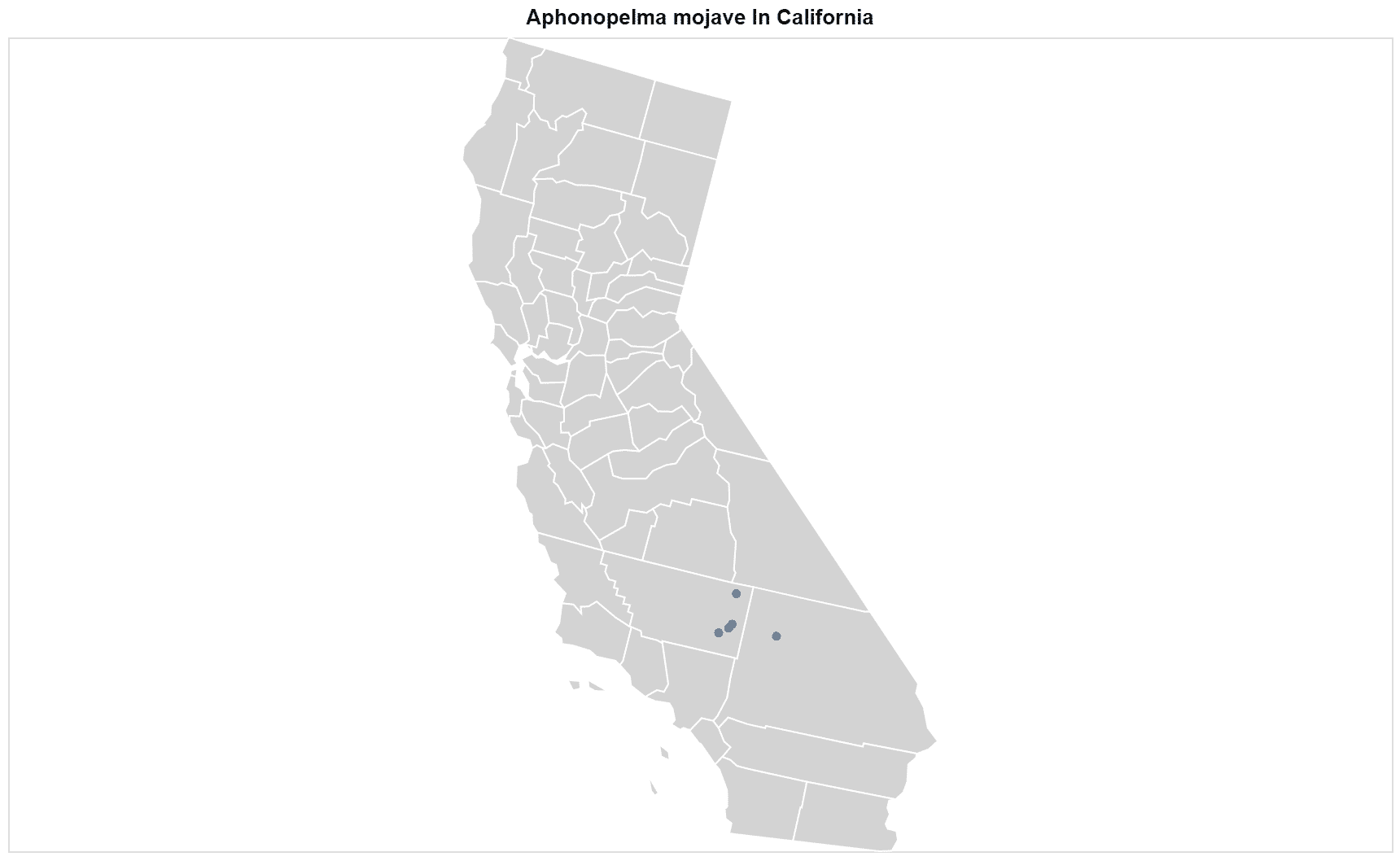 Aphonopelma mojave California map