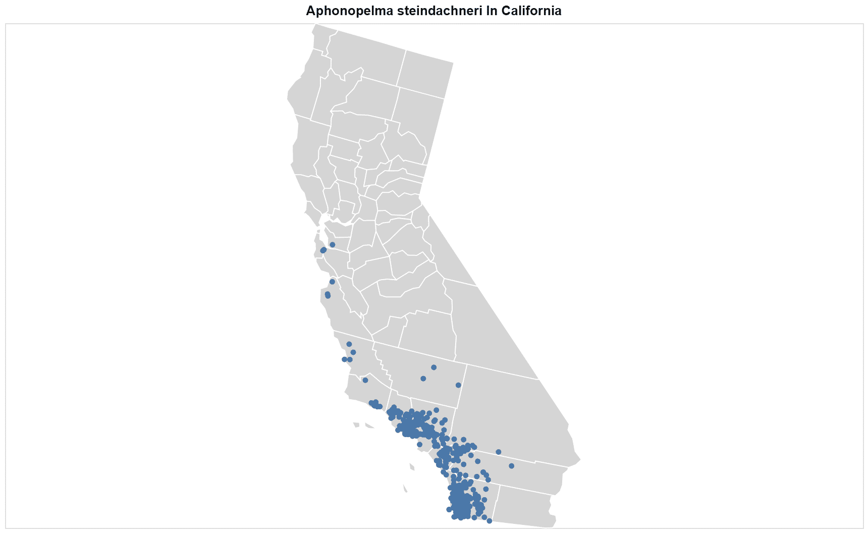Aphonopelma steindachneri California map