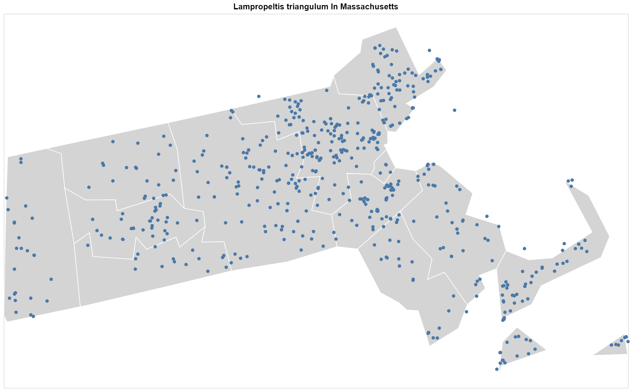 Lampropeltis triangulum Massachusetts map