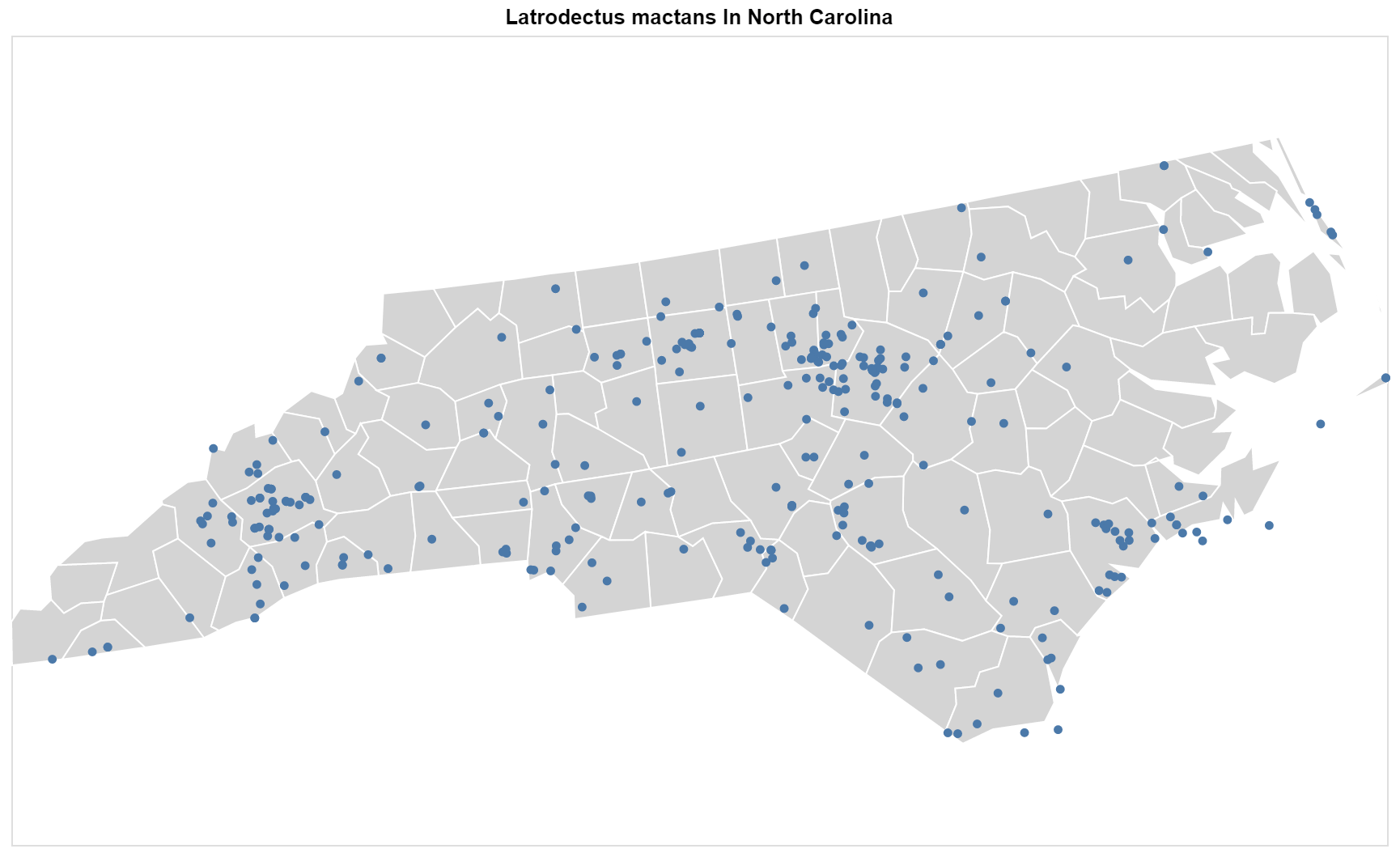 Latrodectus mactans North Carolina map