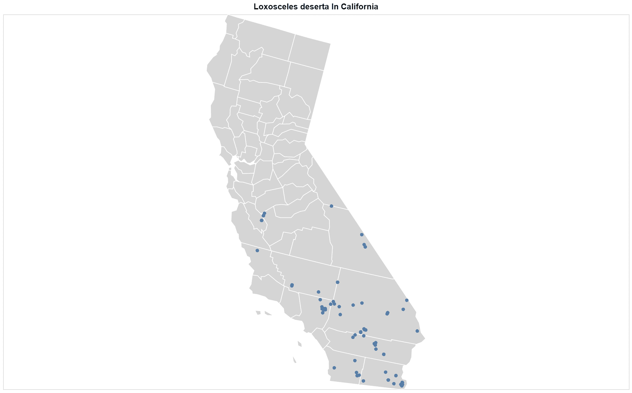Loxosceles deserta California map