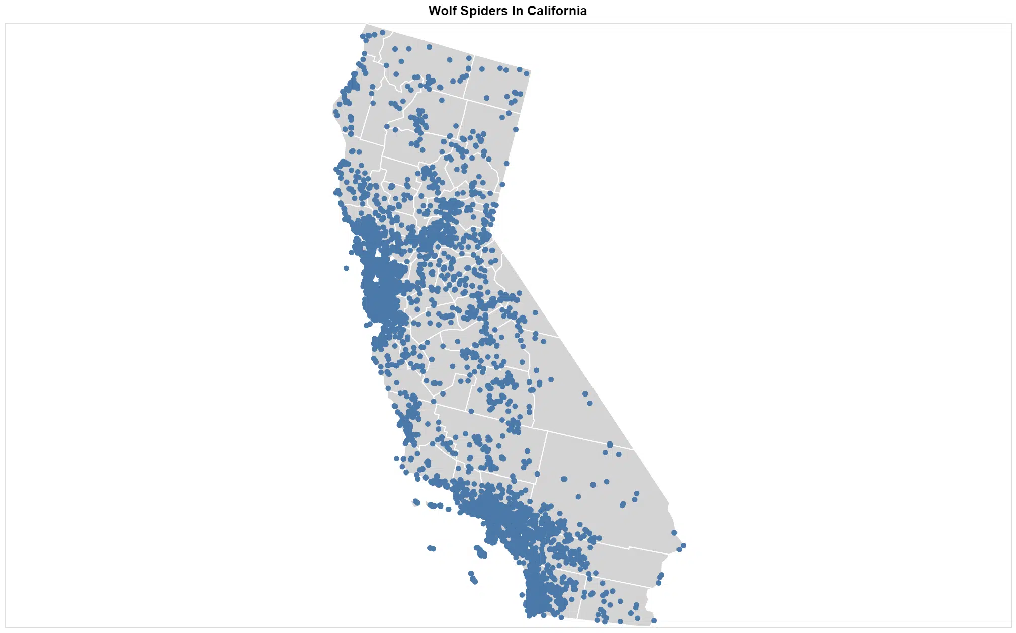 Lycosidae California map