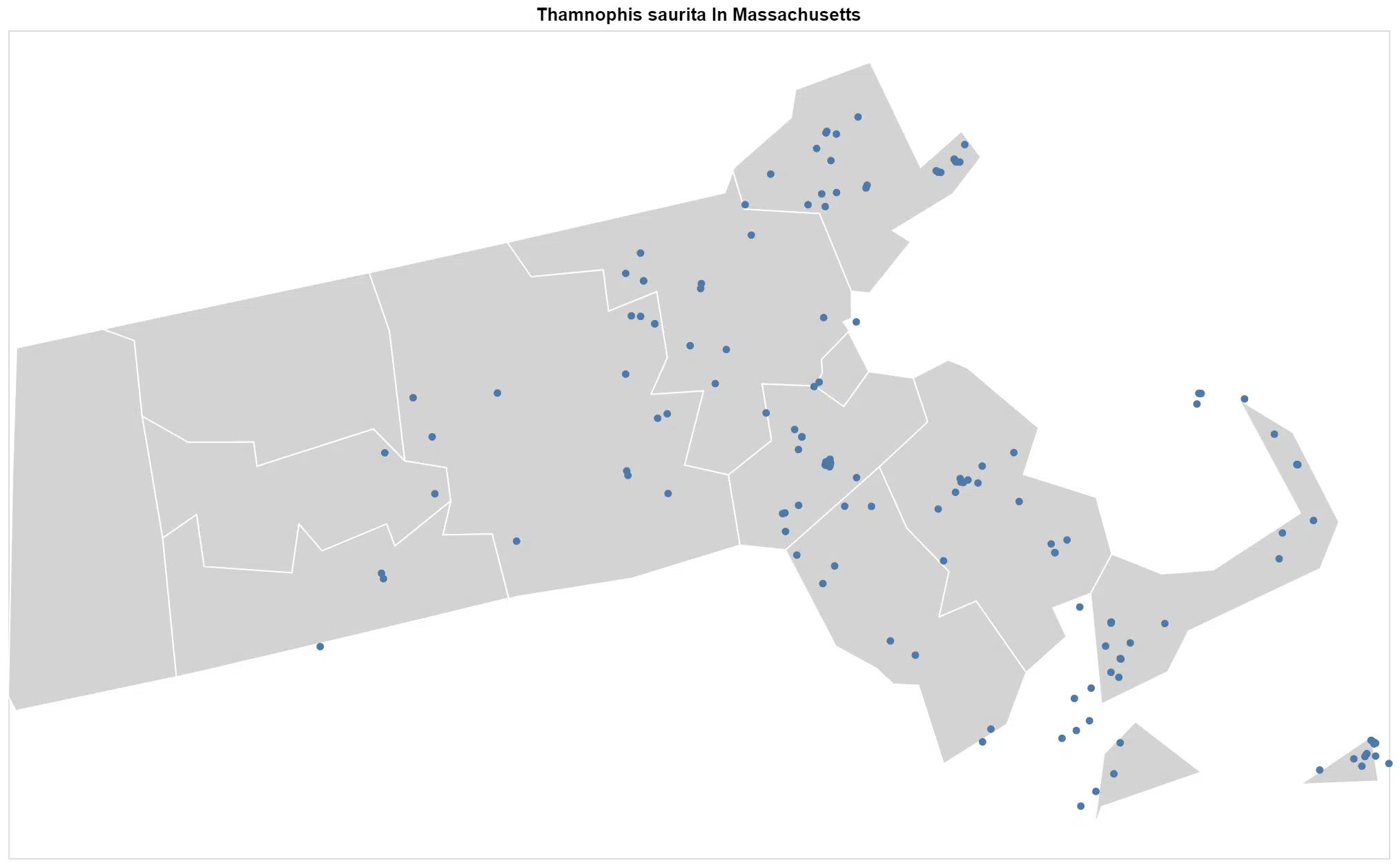 Thamnophis saurita Massachusetts map