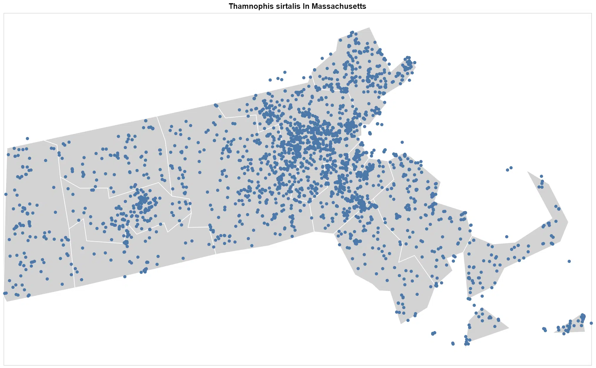 Thamnophis sirtalis Massachusetts map