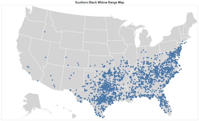 Brown Recluse Vs Black Widow 4 Major Differences Southern Black Widow Range Map 679x415 
