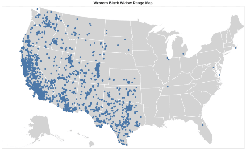 Brown Recluse Vs Black Widow 4 Major Differences Western Black Widow Range Map 797x487 