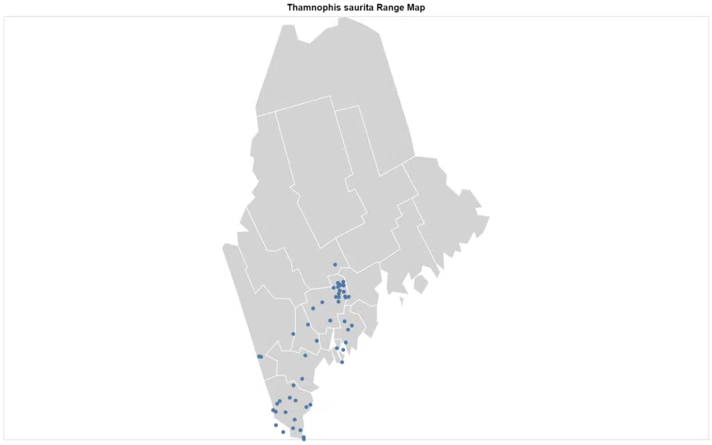 Thamnophis saurita map in Maine