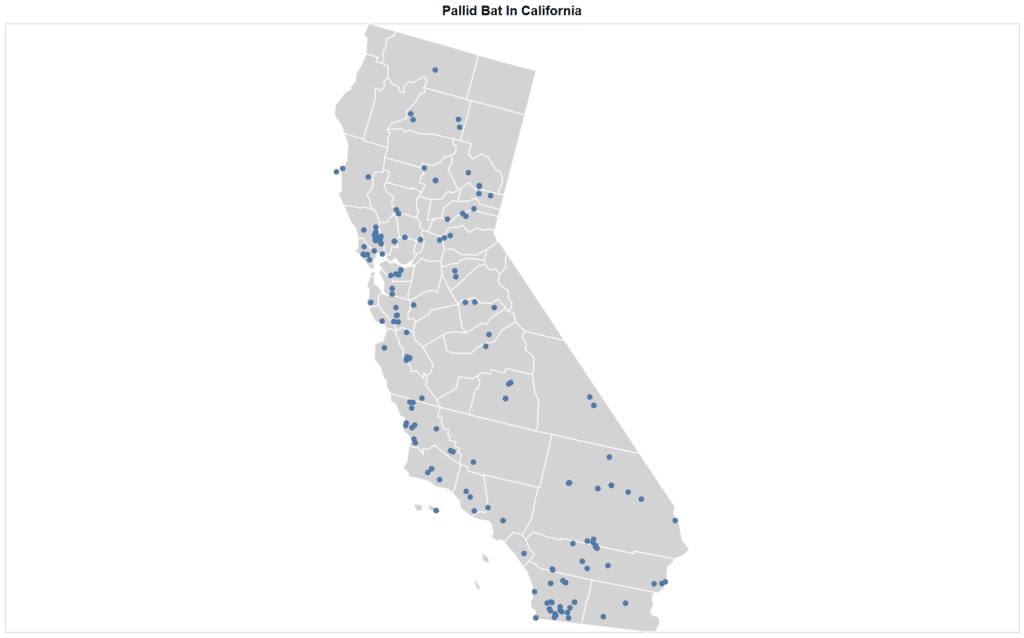 Pallid Bat Range Map in California